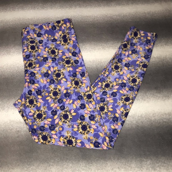 LuLaRoe Pants - LuLaRoe TC Periwinkle Sunflower Leggings